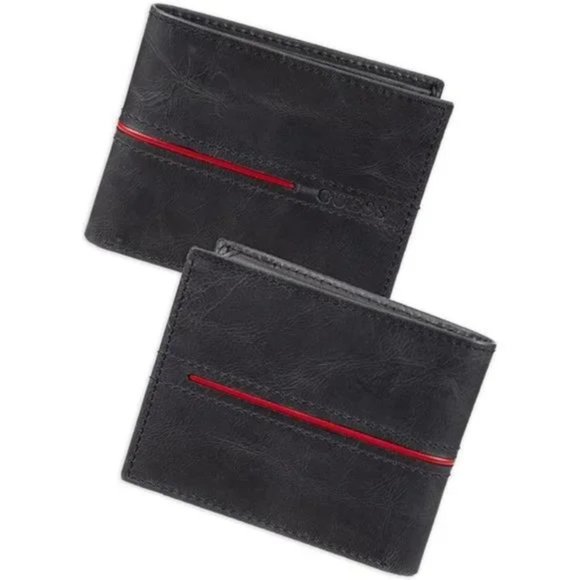 New Men's Leather Slim Bifold Wallet Black - Picture 2 of 6